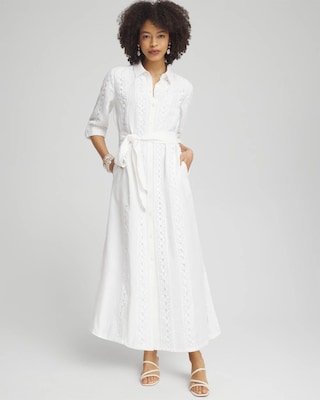 ワンピース PRE-STYLED SHIRT DRESS W CHAIN DRESS Long Sleeve Chain Cutout Maxi Dress | White House Black Market